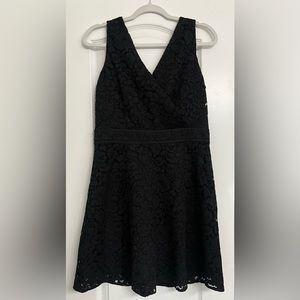 LOFT NWT black sleeveless lace overlay A Line Dress size 8P